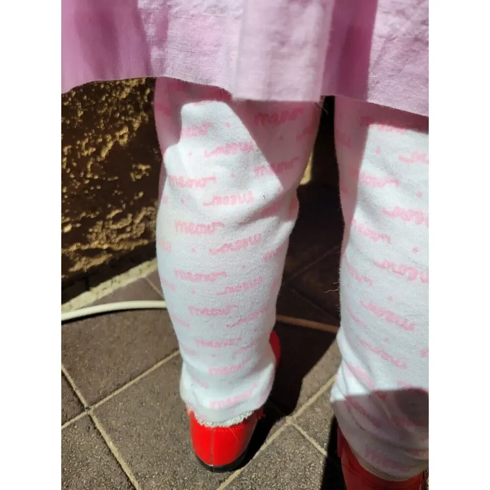 VTG Sweet Potato Pink Dress with Leggings 4T Kitten Cats Pocket